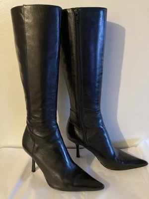 Steven By Steve Madden Zachary Black Leather Stiletto Knee High Boot Size 6 - Image 1 of 4