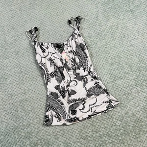 Vintage Deadstock CANDIE'S schwarz/weiß Paisley Perlen Babydoll Coquette Tank S - Bild 1 von 3