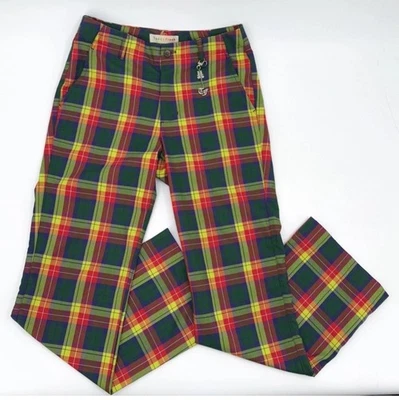 Pantalones Teddy Fresh Talla 26 Multicolor Tartán Cuadros Pierna Recta Logo Acento Foto 1 de 4