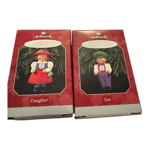 Set decorazioni natalizie Hallmark Keepsake figlio e figlia 1998 vintage - Foto 1 di 4