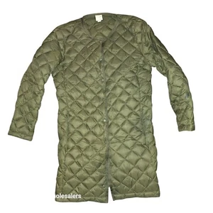 J Jill Down Quilted Puffer Coat Olive Green Snap Front Lightweight Jacket Size S - Picture 1 of 8