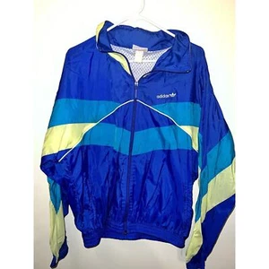 VINTAGE 1980er ADIDAS TREFOIL SILVER TAG WINDBREAKER JACKE schöne Farbgebung M - Bild 1 von 7