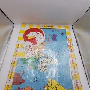 VINTAGE PLAYSKOOL WOOD INLAID MAP  PUZZLE OF THE WORLDs continents not usa
