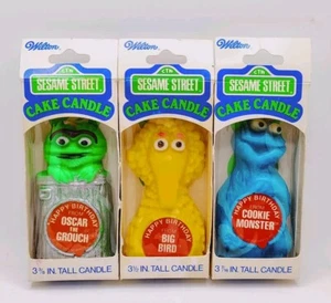 Vtg Sesame Street 1977 Oscar Grouch Big Bird Cookie Monster B-day Candles RARE - Picture 1 of 20