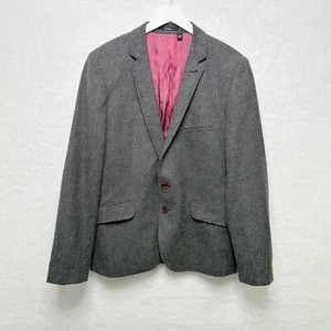TED BAKER London 100% Wool Herringbone Blazer Sport Coat Grey Mens Sz 4 US L/40 - Picture 1 of 9
