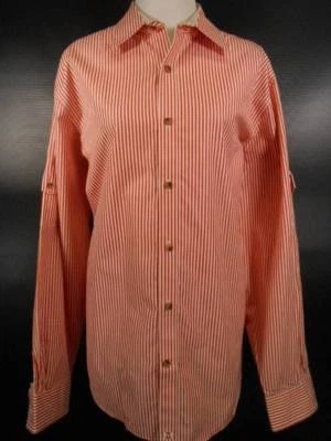 Hermosa Camisa Para Hombre Grande Michael Kors Años 80 2 Capas Algodón Rojo Blanco Rayas LS Foto 1 de 4