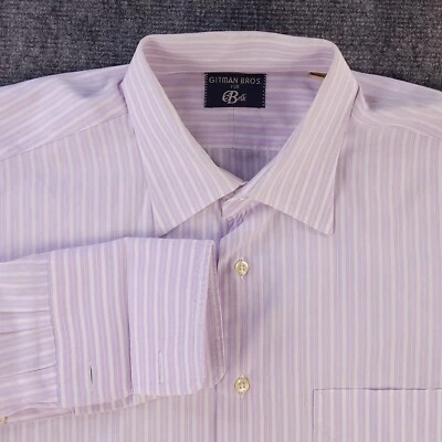 Vintage Gitman Bros Dress Shirt 16.5 33 Purple Striped French Cuff Cotton USA - Image 1 of 4