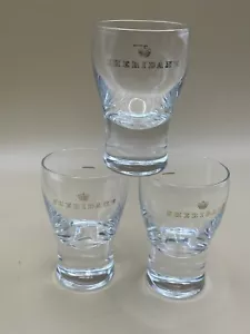 Lot Of 3 Sheridan’s 2 Oz heavy bottom shot glasses gold logo 2.75” Glass Barware - Picture 1 of 4