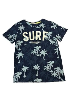H&M Boy’s Blue Palm Tree Surf Days Shirt Size 8-10 - Picture 1 of 6