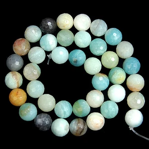 Faceted Natural Colorful Amazonite Round Beads 15.5" 4,6,8,10,12mm - Picture 1 of 5