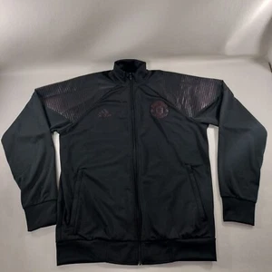 Adidas Manchester United Trainingsjacke schwarz rot durchgehender Reißverschluss Herren Größe Large - Bild 1 von 12