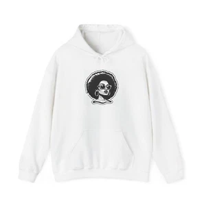 Chic Retro Afro Girl Hoodie - Unisex Heavy Blend Sweatshirt - Picture 1 of 3
