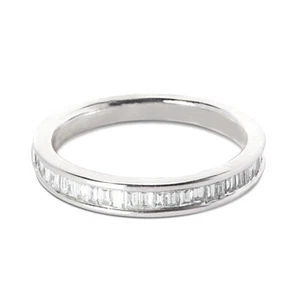 2.8mm Corte Baguette Medio Banda Canal Cz Alianza 14K Bañado en Oro Blanco - Imagen 1 de 13