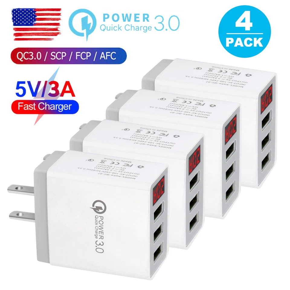 3pack 3 Port Fast Quick Qc 3.0 USB Hub Wall Charger Power Charge Adapter US Plug