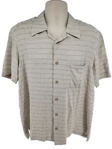 Jhane Barnes Mens Shirt Size M Short Sleeve Button Lounge Soprano Beige Italy - Picture 1 of 19