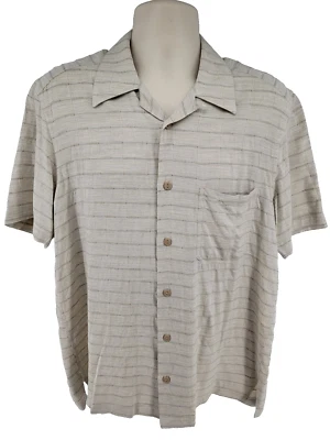 Jhane Barnes Mens Shirt Size M Short Sleeve Button Lounge Soprano Beige Italy - Image 1 of 4