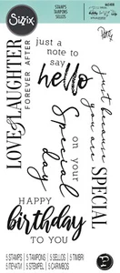 Sizzix 5 pezzi set di francobolli trasparenti Sunnyside Sentiments #6 #665408 vendita al dettaglio $11,99 Hughes - Foto 1 di 12