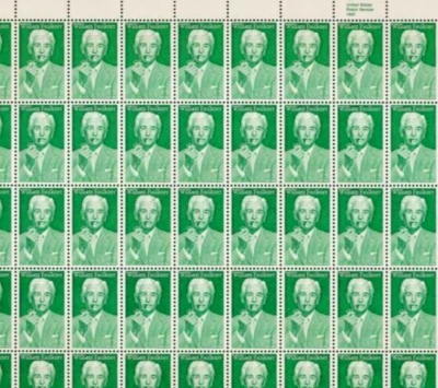 #2350 WILLIAM FAULKNER Full Mint Sheet of 50 MNH OG some printing ink @ back - Image 1 of 2