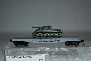 Tanque Sherman Sherman Scale N KR US018M Segunda Guerra Mundial en coche plano azul marino 40' - Imagen 1 de 2