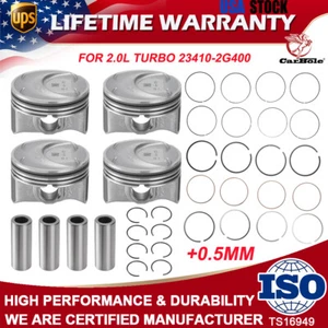 for Hyundai Sonata Kia Optima 2.0L Turbo L4 Oversize +0.5MM Pistons & Rings Set - Picture 1 of 18