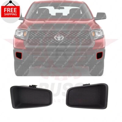 New Front Bumper Fog Light Cover Trims Black 2Pcs Fits 2014-2021 Toyota Tundra - Image 1 of 4