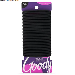 Ouchless Elastic Hair Ties - 30 Ct, Black, 4MM Rubber Bands for Hair, Pain-Free - Picture 1 of 4