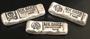 1 Ozt MK BarZ "Kit Kat Skull" Antiqued Patina Stamped .999 FS - Picture 1 of 4