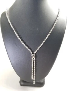 Women's Sterling Silver 925 Chain with White Stones Free Shipping! #80741 - Picture 1 of 6