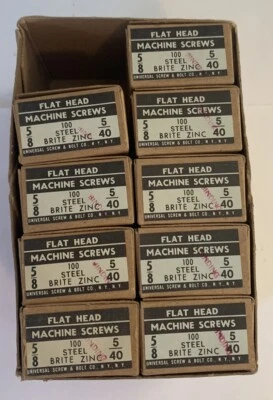 #5-40 x 5/8" FLAT HEAD MACHINE SCREWS, STEEL, Brite  Zinc 9 Packs Of 100 - Image 1 of 3