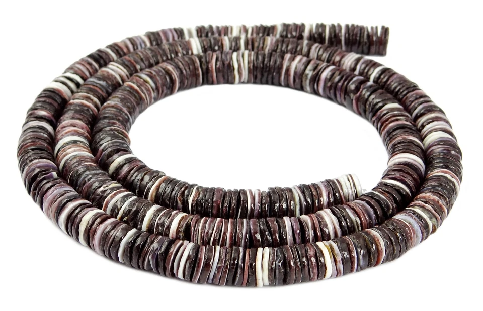 😏 Violette Auster XL-Strang Heishi Scheiben Perlen 3, 5 & 8 mm Muschelperlen 😉 - Bild 1 von 1