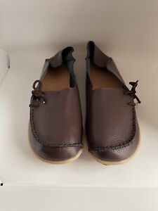 Unbranded Moccasins Brown Leather Rubber Sole Comfort Walking Shoes Sz 43 US 10