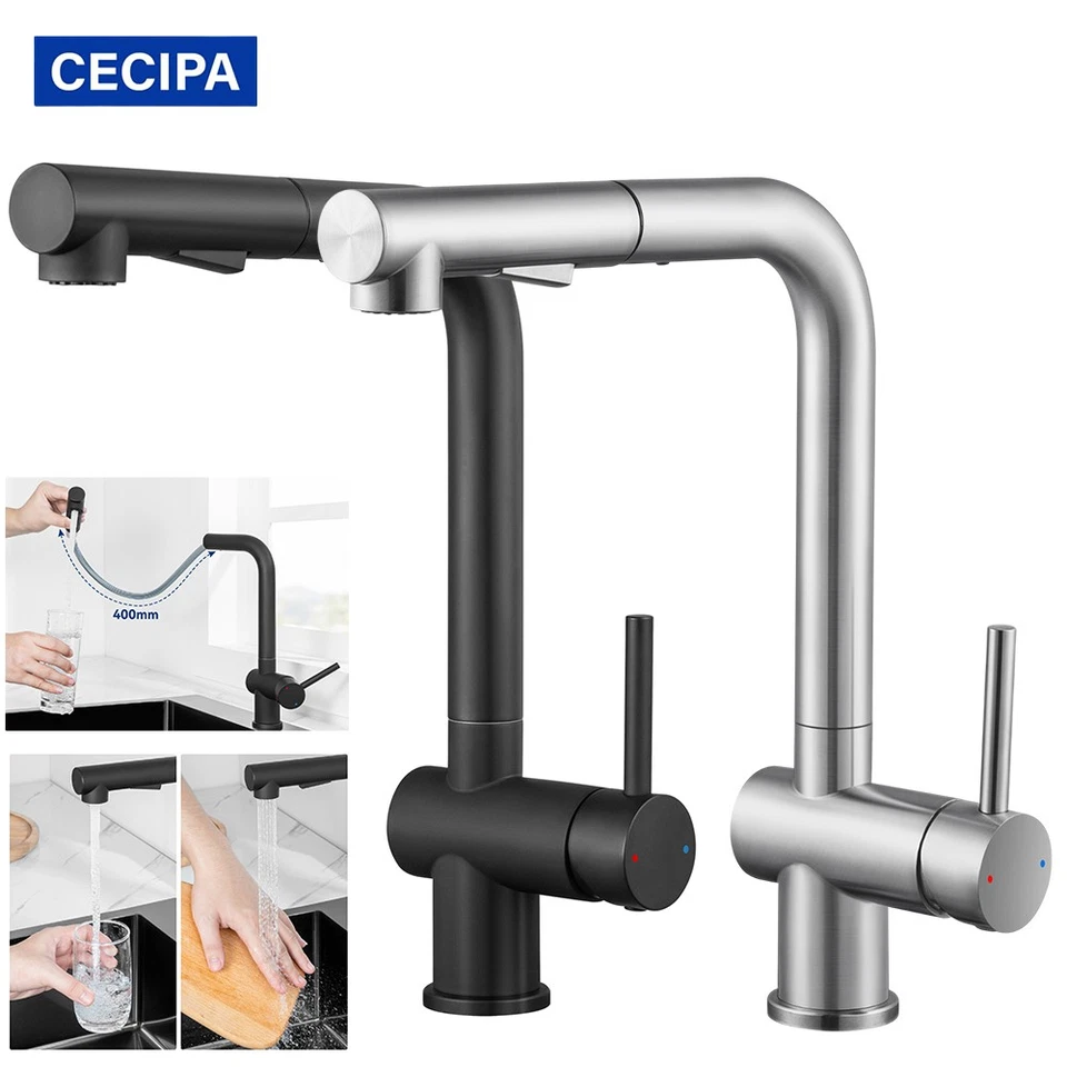 CECIPA MAX CECIPA Küchenarmatur 360° Wasserhahn Küche Ausziehbar Brause Einhandmischer