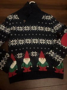 Jingles & Joy-Christmas Elves/Gnomes Snowflake Pattern Holiday Sweater-Boys 5T - Picture 1 of 4