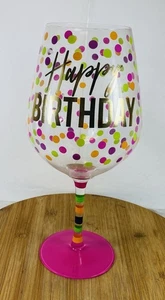 Raise a Glass Happy Birthday Oversized Wineglass  12” - Picture 1 of 5