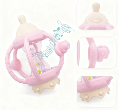 3-in-1 Baby Rattle Teether Pacifier - Food-Grade Silicone BPA-Free 0-24 Months M - Image 1 of 4