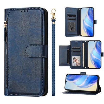 Zipper Leather 7 Card Wallet Case For Various Phone Bag Flip Stand Cover Fashion - Image 1 of 4