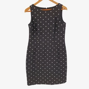 VTG Talbots Black Polka Dot Silk Sheath Cocktail Party Dress Size 8 Old Money - Picture 1 of 10