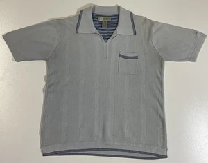 Vintage Cubavera Ribbed Knit Polo Sz M Tropical Buttonless Silk Beach Y2K - Picture 1 of 9
