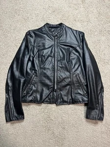 Giacca Moto Cafe Racer Vintage anni 70 Brooks Pelle Sportswear USA Nero - Foto 1 di 13