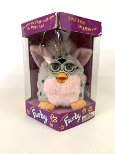 Vtg Furby 1998 Pink Gray Black Gray Eyes Leopard New Sealed Model 70-800 Era 1 - Picture 1 of 16