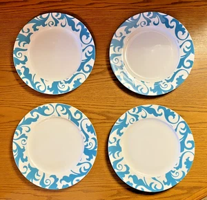 SET 4 Piatti Ciroa Fiori Teal Fine Porcellana 11 1/8" - Foto 1 di 24