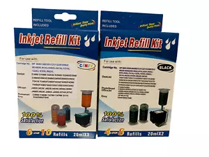 Combo Black & Tri-Color Ink Cartridge Refill Box Kit for HP 62 63 64 65 65XL - Picture 1 of 2