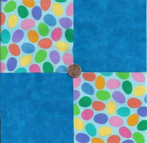 Eggs and Teal Turquoise 4 inch 100% Cotton Novely Fabric Squares FS2 - Picture 1 of 4