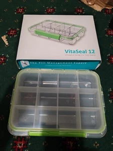Fullicon Travel Pill Box 12 Compartments, Vitaseal 12 Organiser Green - Picture 1 of 1