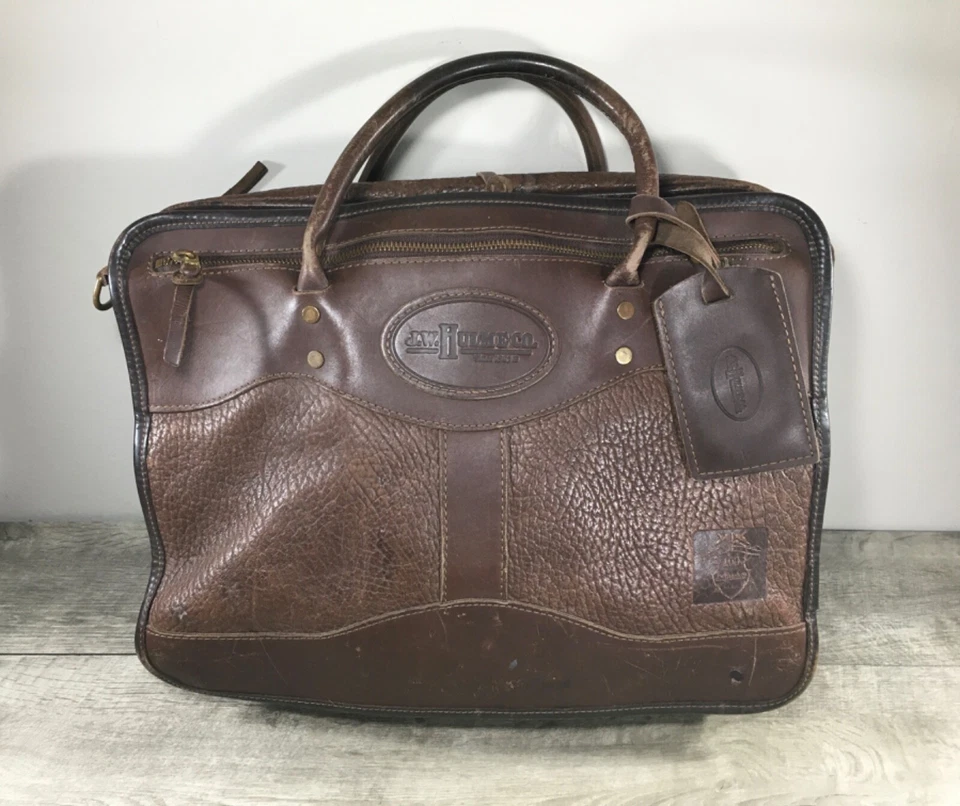 Original J W Hulme Heavy Leather Briefcase Messenger Overnight Made in USA - Image 1 of 4