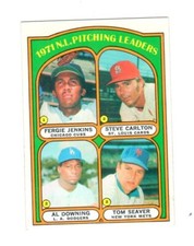 1972 Topps 1971 NL Pitching Leaders Tom Seaver, Fergie Jenkins, Steve Carlton