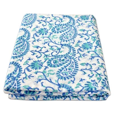 5 Yard 100 % Cotton Indian Hand Block Fabric Sanganeri Paisley Print Fabric Robe - Image 1 of 4