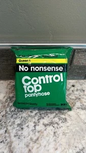 No Nonsense Vintage 90s Pantyhose Control Top Queen 1 M44 Off Black USA New - Picture 1 of 2