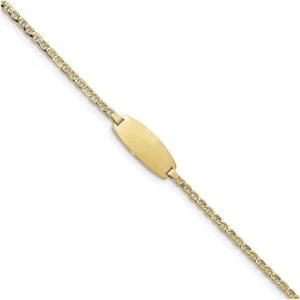 14k Yellow Gold Oval ID Semi-Solid Anchor Bracelet DCID145 - Picture 1 of 1
