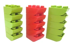 LEGO Duplo Block LIME GREEN RED 2x3 CURVED BOTTOM BRICK Lot of 15 Building 98252 - Picture 1 of 9